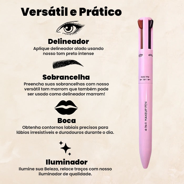 Beauty Liner - Caneta 4 em 1 - Delineador, Sobrancelha, Boca, Iluminador