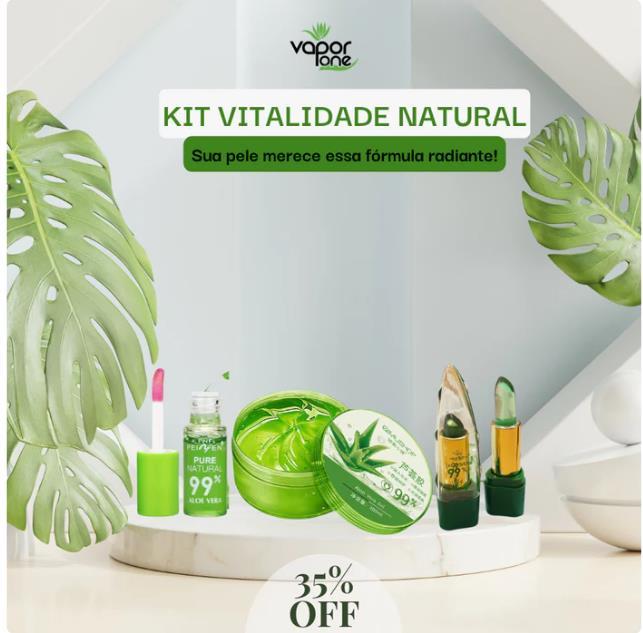 Kit Vitalidade Natural - Creme De Aloe Vera + Batom One Nutritivo + Brilho Labial Aloe Vera Clareador de rugas