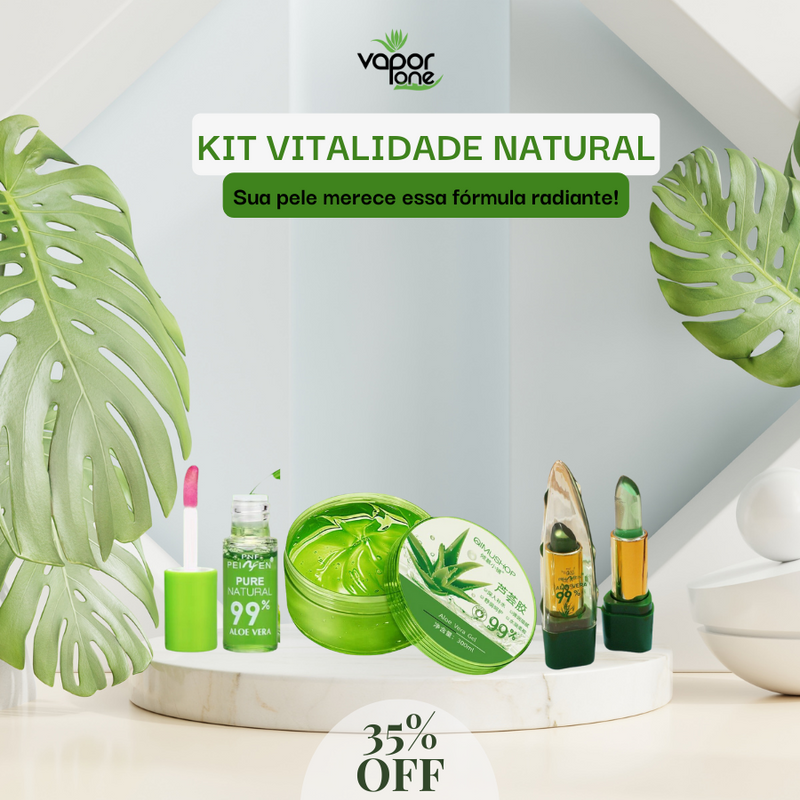 Kit Vitalidade Natural - Creme De Aloe Vera + Batom One Nutritivo + Brilho Labial Aloe Vera Clareador de rugas